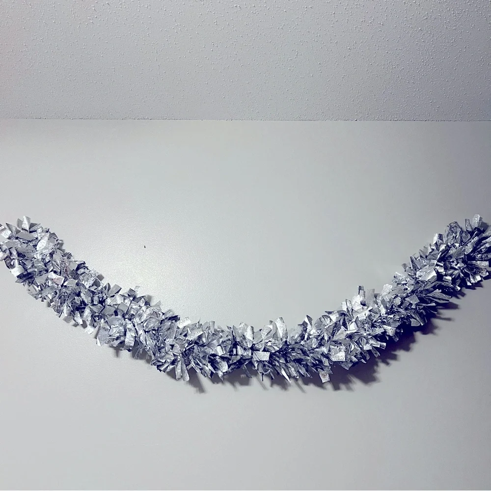 Oversized Wired Silver Tinsel Garland Strands Set of 3